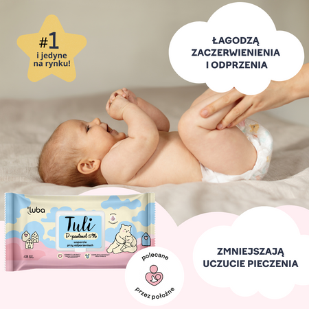 Luba Tuli D-pantenol 5%, nawilżane chusteczki dla dzieci 48 szt